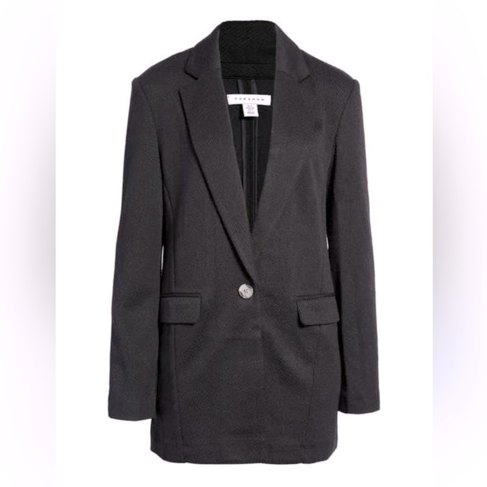 Topshop Black Oversized Knit Blazer | Relaxed Fit | US 2 (Fits 4–6)